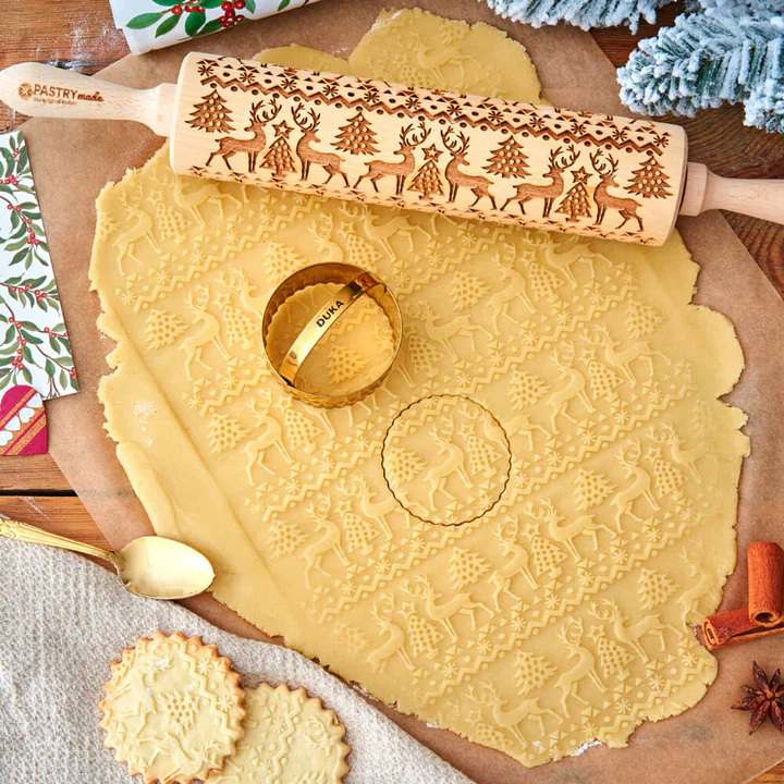 Holly Jolly Christmas Embossed Rolling Pin